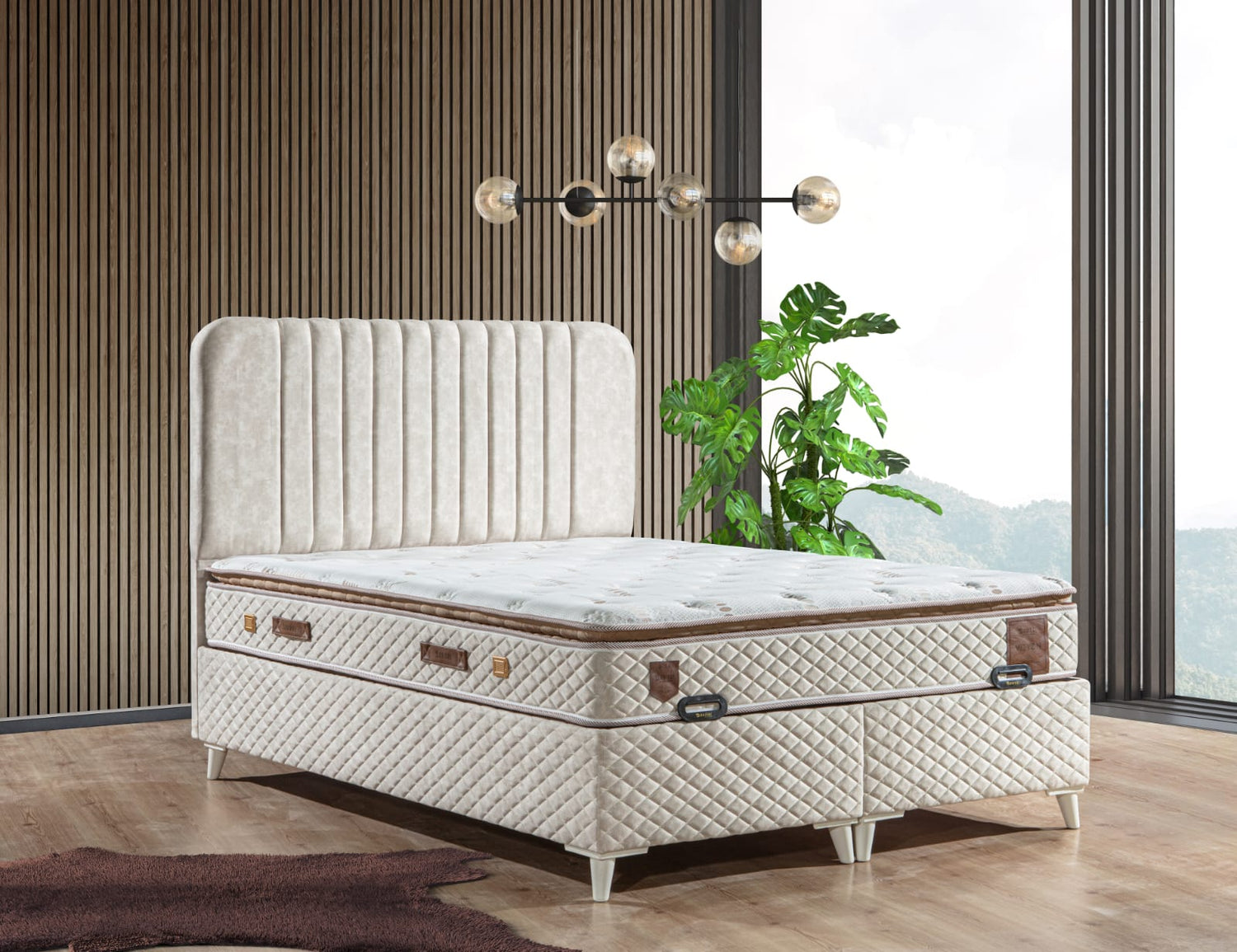 Boxspringbett mit Stauraum und Matratze