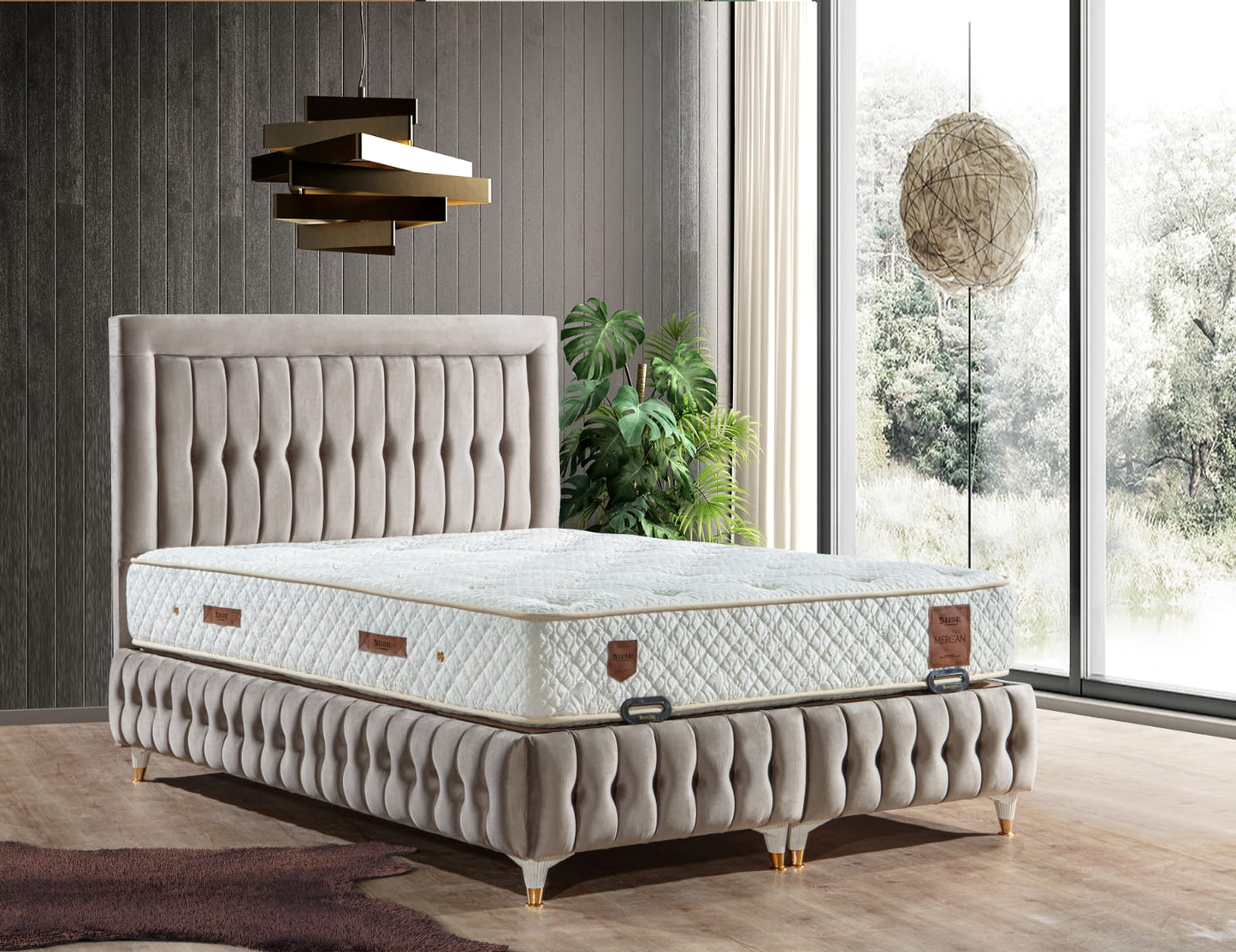 Mercan Boxspringbett mit Stauraum und Matratze